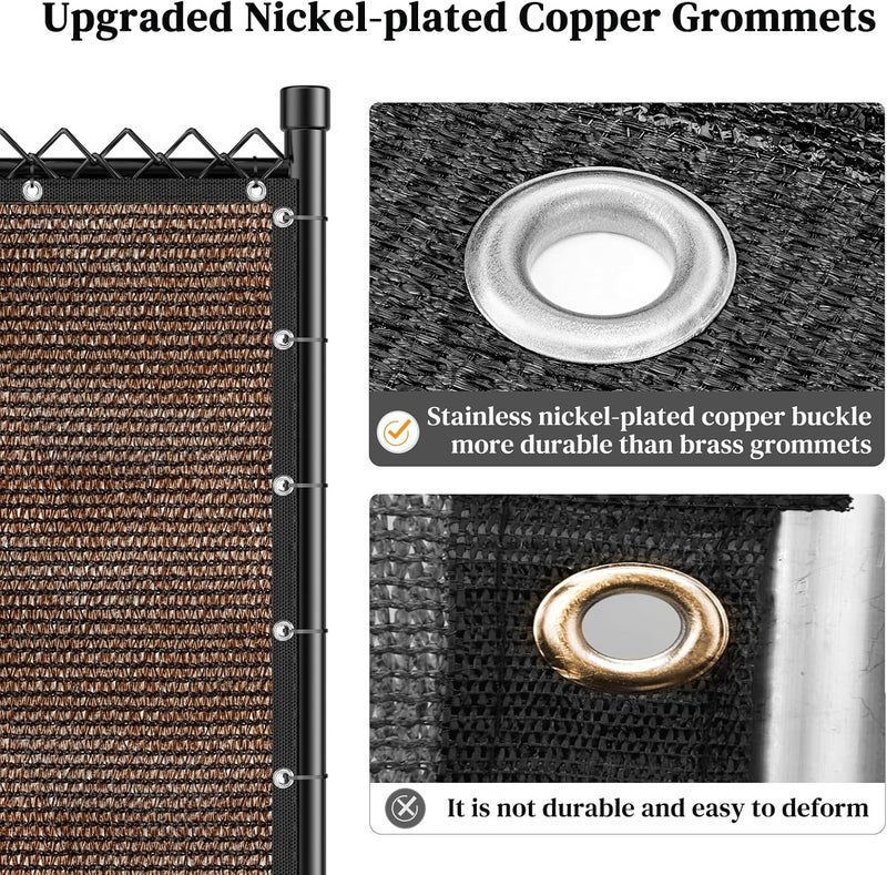 Winpull 4FT x 50FT Privacy Fence Screen Heavy Duty 170GSM Fencing Mesh Shade Net Cover Nickel-Plated Copper Grommets, 95% Blockage Privacy Fence for Outdoor Wall Garden Yard Backyard Pool (Brown) - Image 2